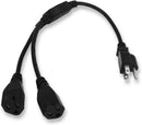10W1-21214-Y, 14 Inch Splitter Power Cord NEMA 5-15P to 5-15R x 2 16AWG 13A@125V SJT