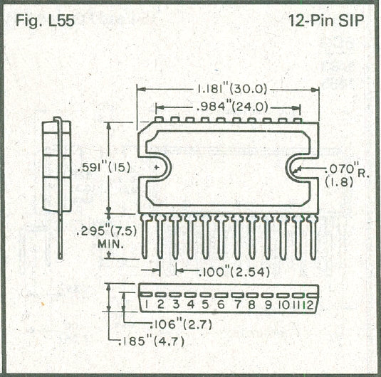 ECG7011, 20W Audio Power Amplifier Module IC ~ 12 Pin SIP (NTE7011, SK10480)