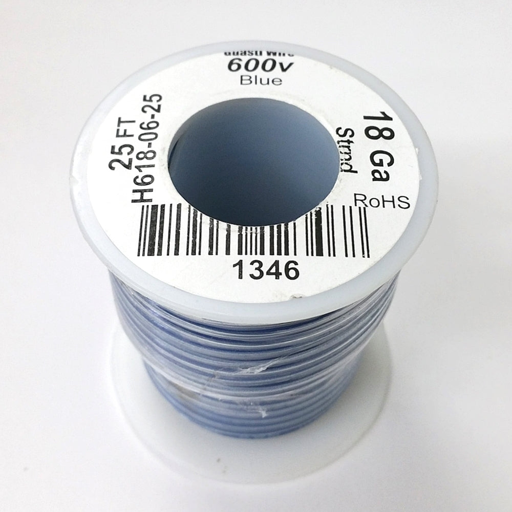 H618-06-25 25FT 18AWG BLUE Stranded Appliance & Marine 600V Wire UL101 ...