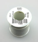 25' Roll 16AWG WHITE Stranded Appliance Grade 600 Volt Hook-Up Wire, UL1015 105C
