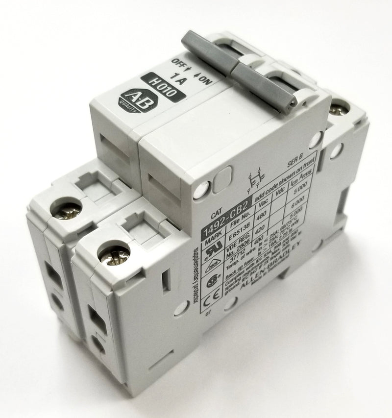 1492-CB2H010, Allen Bradley 1A @ 480V 2 Pole DIN Rail Mount Circuit Breaker