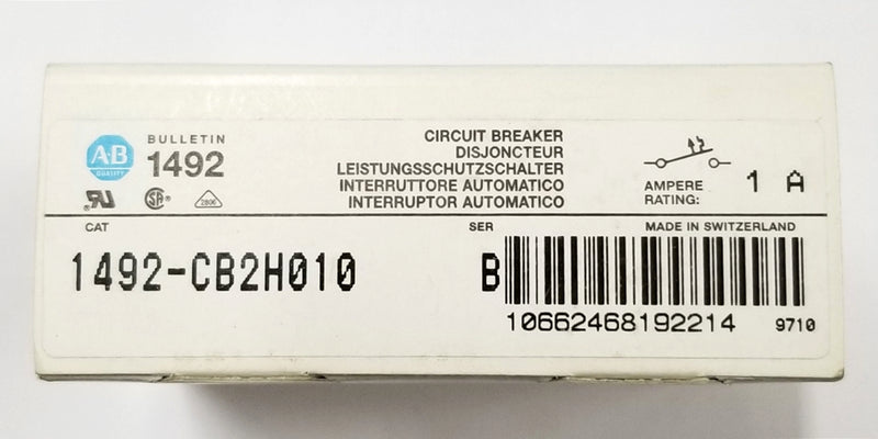 1492-CB2H010, Allen Bradley 1A @ 480V 2 Pole DIN Rail Mount Circuit Breaker