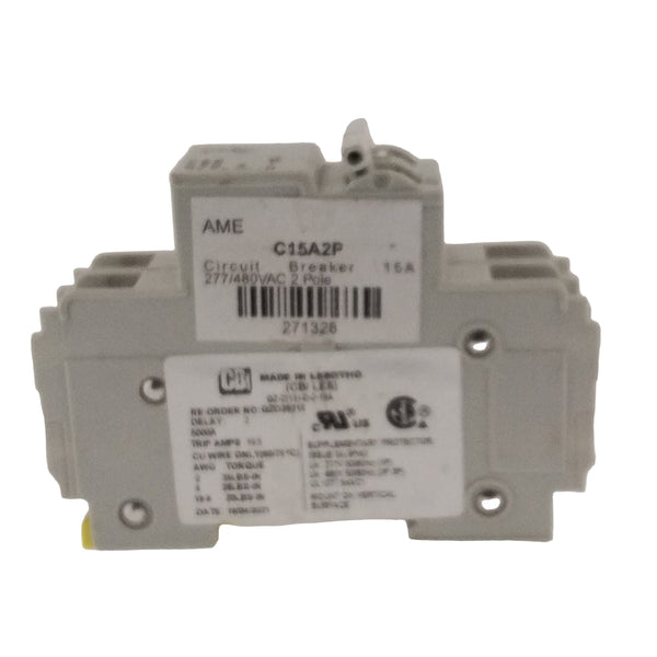 C15A2P, AME 15-Amp 2-Poles DIN Rail Mounted Circuit Breaker