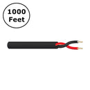 224BK1000, West Penn 2C 18AWG STRD UNSHLD BC 300V CMR UL Black 1000'