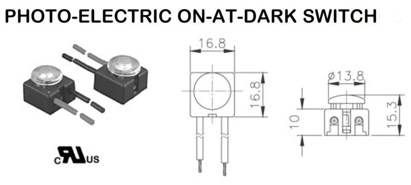 Philmore 30-10825 Photo Electric On at Dark Switch, Indoor 25 Watt, 125V AC