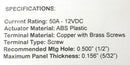 Philmore 30-12244, SPST ON - OFF 50A 12V DC, Automotive Toggle Switch w/ 4 Boots