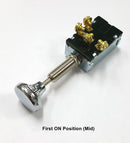 30-17408, SP3T 30A 12V DC, OFF-ON-ON Auto or Marine Push-Pull Headlight Switch