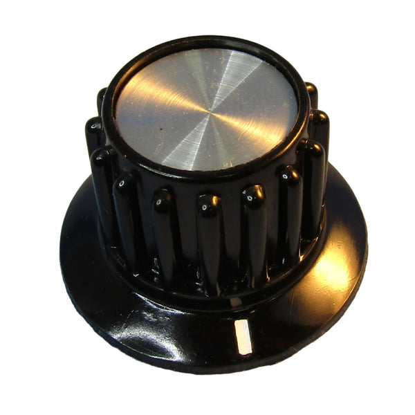 3040, Philmore 1/4" Shaft 1-3/8" Diameter Ribbed Knob w/ Indicator Line on Skirt