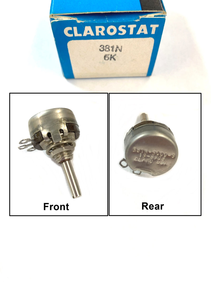 Clarostat 381N-5000-S, 1 Watt 5K Ohm Linear 1/8" Shaft Potentiometer ~ MIL-R-94