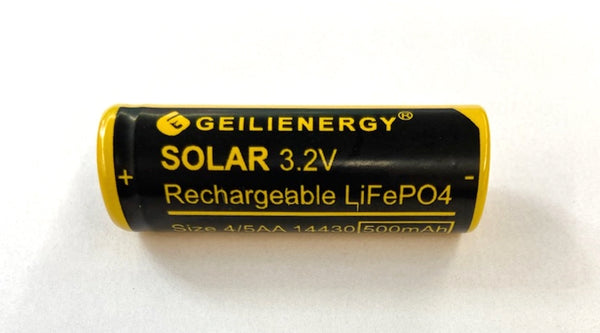 Solar 14430 4/5AA 500mAh 3.2V Volt LiFePO4 Rechargeable Battery