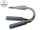 4070-5PK, Gray 6 Inch 1/4" Stereo Male Plug to Dual 1/4" Stereo Female Y-Cables