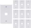 MV6725-10PK 1 Port Keystone Wall Plate UL Listed (10 Pack), Single Gang Wall Plates for RJ45 Keystone Jack and Modular Inserts, White