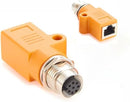 M12 to RJ45 Bulkhead Adapter, M12 to RJ45 Bulkhead Adapter Waterproof M12, A Code, 8 Pin Female to RJ45 Jack Straight Orange