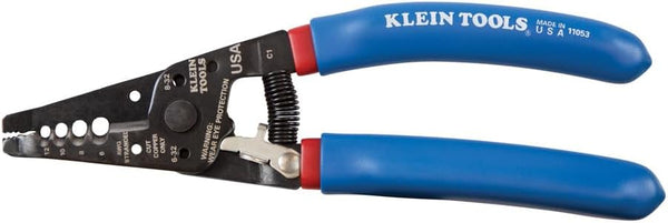 11053, Klein  Klein-Kurve Wire Stripper and Cutter for 6-12 AWG Stranded Wire, Made in USA, 7-1/8-Inch