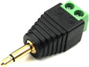 TERM-3.5M, MVO 1/8" 3.5mm TS Male Jack Terminal Block Connector, 3.5 Mono Audio Plug Headphone AUX Balun Bolt Screw Solderless Terminal Adapter