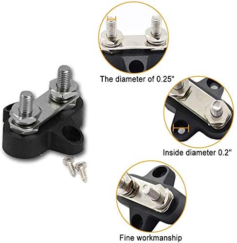 IS-6MM-2, MVO  Black Power Stud Junction Post, M6 Dual Power Distribution Block