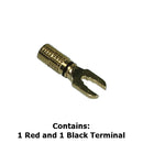 Philmore 45-810G, Gold Plated 10AWG Spade Fork Lugs ~ Red & Black