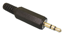 Philmore 502P, 1/8" (3.5mm) Male Stereo Mini Plug ~ Black w/ Strain Relief
