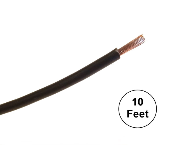 10' Length 10 Gauge 10AWG BLACK GPT PVC Stranded 50V Automotive Hook Up Wire