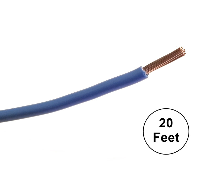 20' Length 14 Gauge 14AWG BLUE GPT PVC Stranded 50V Automotive Hook Up Wire