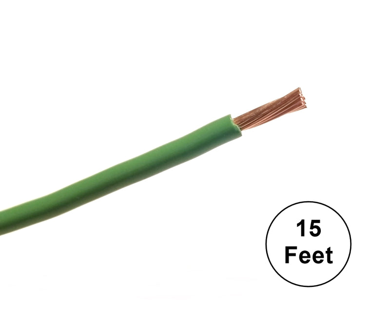 15' Length 12 Gauge 12AWG GREEN GPT PVC Stranded 50V Automotive Hook Up Wire