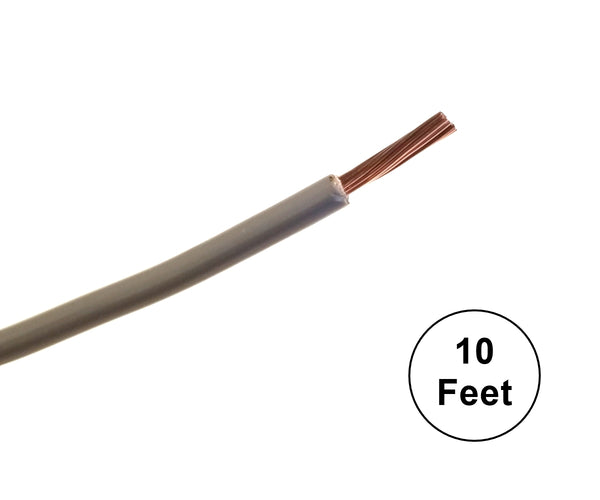10' Length 10 Gauge 10AWG GREY GPT PVC Stranded 50V Automotive Hook Up Wire