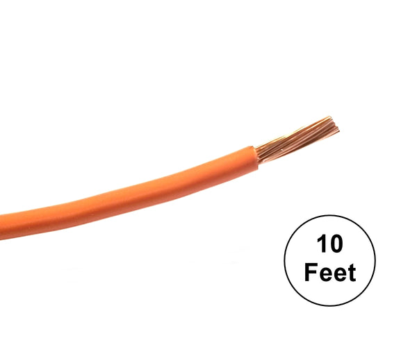 10' Length 10 Gauge 10AWG ORANGE GPT PVC Stranded 50V Automotive Hook Up Wire