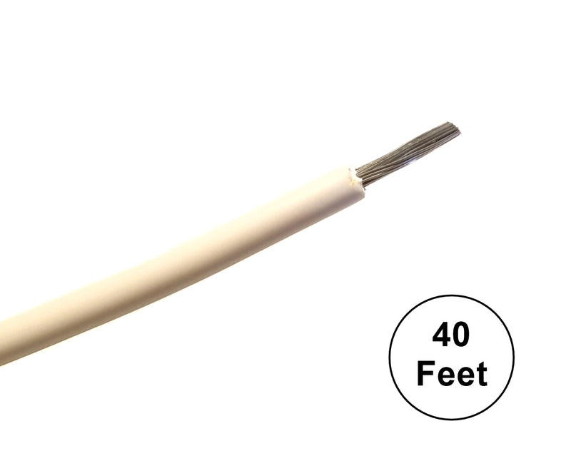 40' Length 18 Gauge 18AWG WHITE GPT PVC Stranded 50V Automotive Hook U –  MarVac Electronics