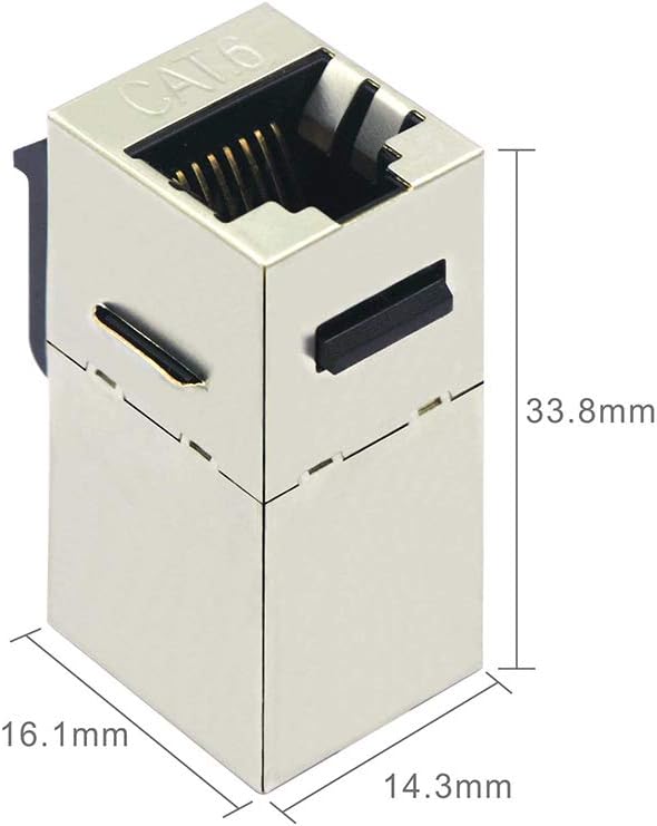 MV33867 RJ45 Cat6 Shielded in-line Coupler, Cat 6 Female to Female Keystone Jack 8P8C Cat5e Modular Connector with Keystone Latch