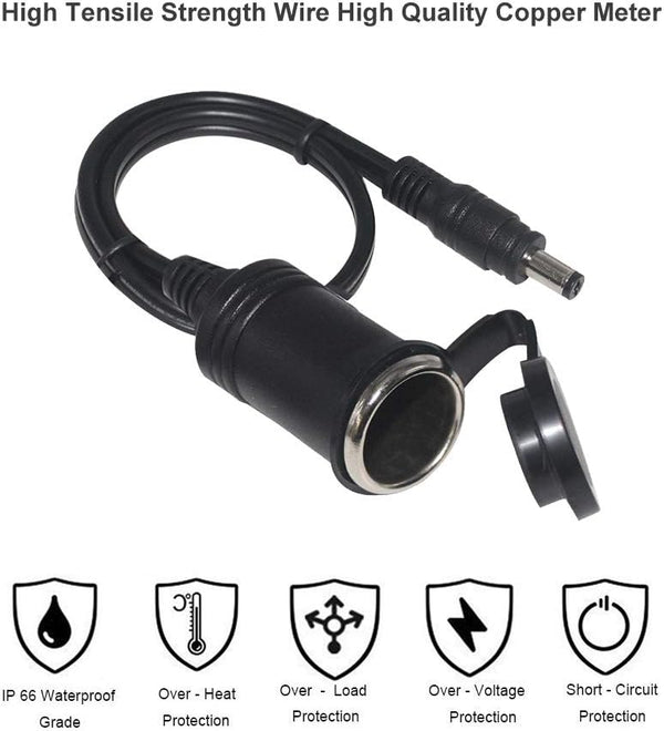 CS-2.1F, MVO Cigarette Lighter to DC 5.5mm x 2.1mm Jack Adapter -12v DC Female Socket to 5.5mm x 2.1mm Male