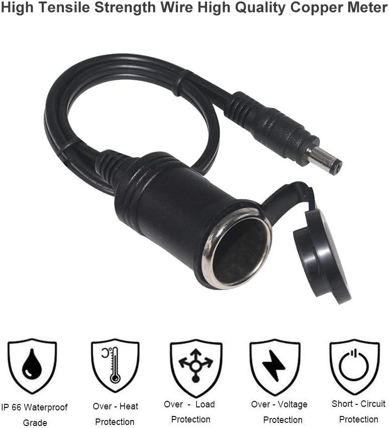 CS-2.1F, MVO Cigarette Lighter to DC 5.5mm x 2.1mm Jack Adapter -12v DC Female Socket to 5.5mm x 2.1mm Male