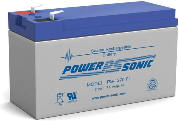 Power Sonic PS-1270 f1 Rechargeable Sealed Lead Acid Battery 12V 7AH for General Purpose, Medical, Emergency Lighting, Fire and Security with F1 Terminals