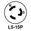 MV4720RA, MVO  Right Angle 15A 125V 2 Pole 3 Wire NEMA L5-15P Locking Plug