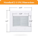MV12580. MVO 2 Gang Brush Wall Plate White, Double Gang Cable Management Kit for Power Cords and Low Voltage Cables in-Wall Pass Through
