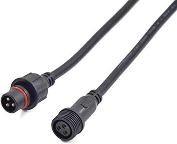MVLED-3S-WP 3pin 20mm Black Electrical Connector Extension Cable 40cm/Pair 0.3mm² 15mm Nut