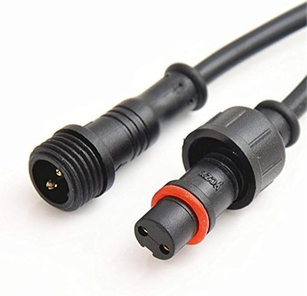 MVLED-2L-WP 2pin 20mm Black Electrical Connector Extension Cable 40cm/Pair 0.75mm² 22mm Nut