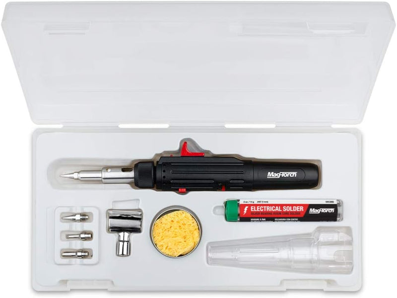 MAG Torch, MVO Pen Torch Kit - Pen Style Butane Torch with Seven Interchangeable Tips, Solder, and Storage Case