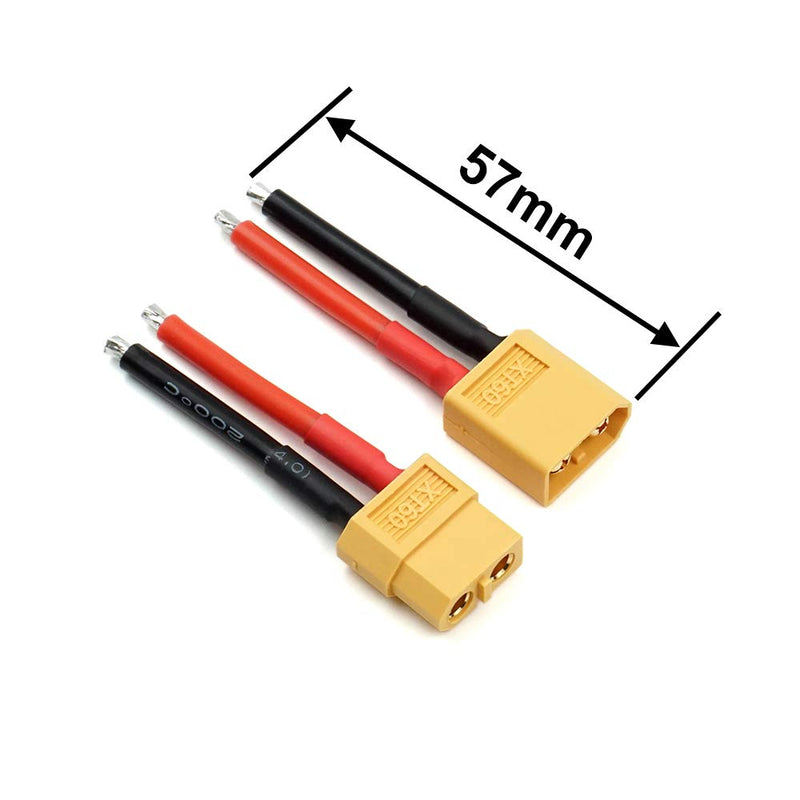 MVXT60-M/F LEADS, MVO XT60 Plug Connector Female and Male with 14AWG Silicon Wire