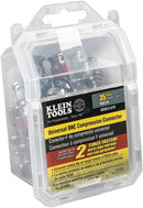 VDV813-619, Klein  Klein Tools VDV813-619 Universal BNC Compression Coax Connectors, With Universal Sleeve Technology, for RG59 Coaxial Cables, 35-Pack
