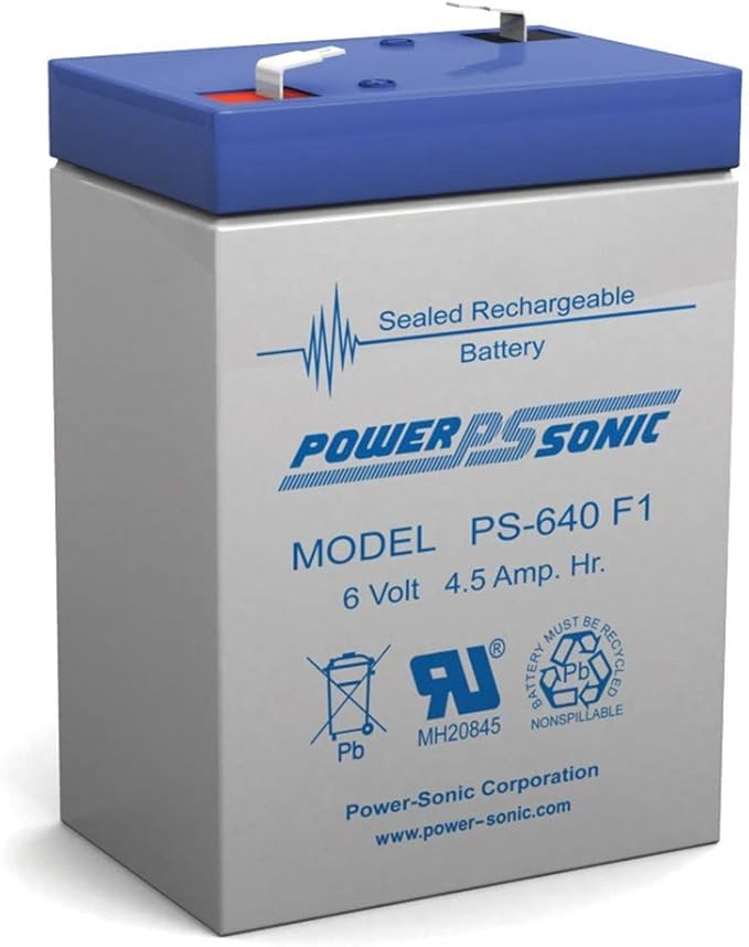 Powersonic PS-640F1-6 Volt/4.5 Amp Hour Sealed Lead Acid Battery with 0.187 Fast-on Connector