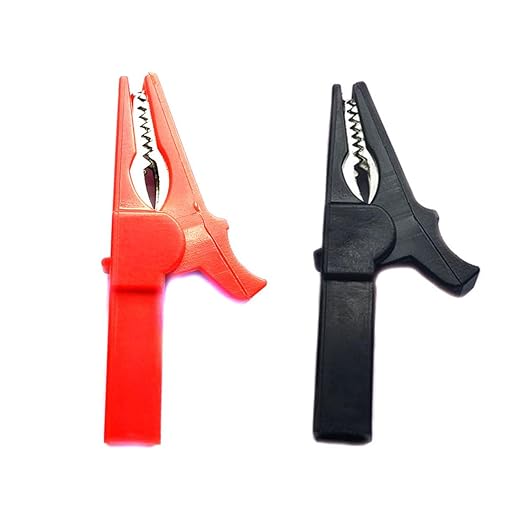 1KV Gator Clips, MVO Set of Alligator Clips 1000V 32A Heavy Duty Full Insulated Automotive Car Battery Alligator Clips Electrical Test Clips with 4mm Banana Jack Socket for Multimeter Test Leads