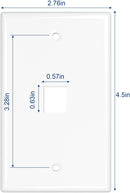 ICC IC107F01WH, WHITE 1 Port Wall Plate for Keystone Jack Inserts.