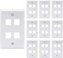 AREC204W 4 Port Keystone Wall Plate UL Listed (10-Pack), Single Gang Wall Plates for RJ45 Keystone Jack and Modular Inserts, White