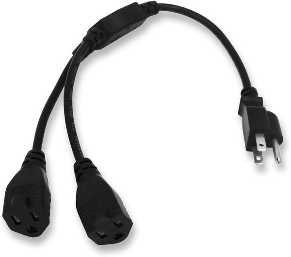 10W1-21214-Y 14, COMTP inch Power Cord Extension Y Splitter - 2 Way Outlet Adapter NEMA 5-15R to 1 NEMA 5-15P with 16AWG 300V Plug