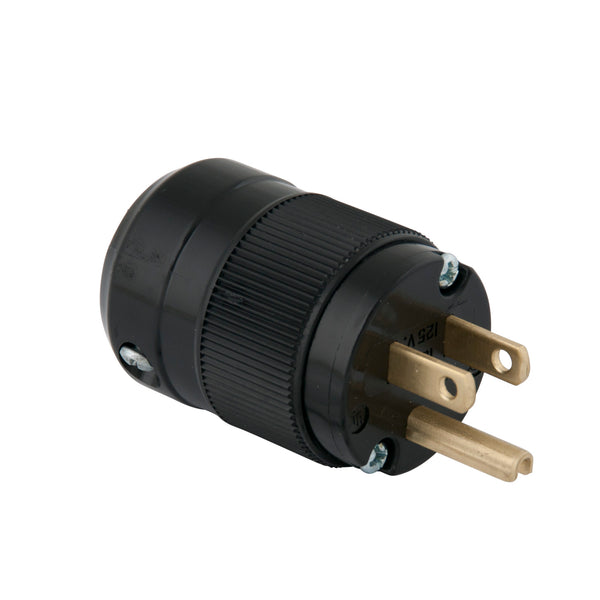 Marinco 5266BL, 15A 125V 2 Pole 3 Wire (5-15P) Standard Plug Black/Black