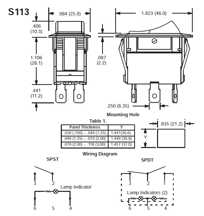 NTE 54-230W SPDT ON-OFF 110V AC RED illuminated Waterproof Rocker Switch