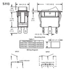 NTE 54-226W DPDT ON-NONE-ON Non-illuminated Waterproof Rocker Switch 21A@14V DC