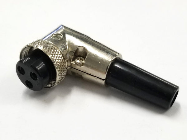 61-613, 3 Pin Female Right Angle CB Mic or Ham Radio Mobile Microphone Connector