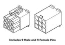 Philmore 61-709, 9 Pin 0.093" 3191 Series Male & Female Plugs & Sockets w/ Pins
