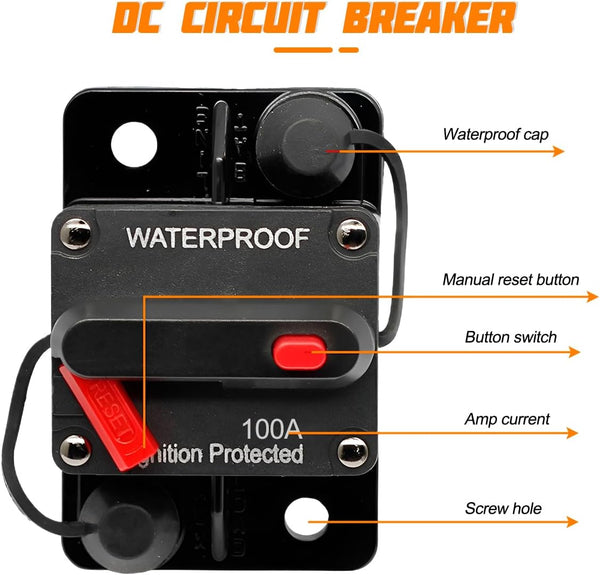 MVR185-100A, 100A@48V DC Heavy Duty Type III Waterproof Circuit Breaker IP67